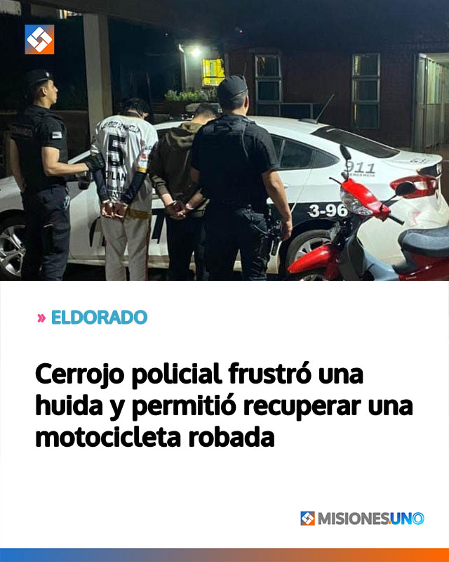 Cerrojo policial frustró una huida y permitió recuperar una motocicleta robada