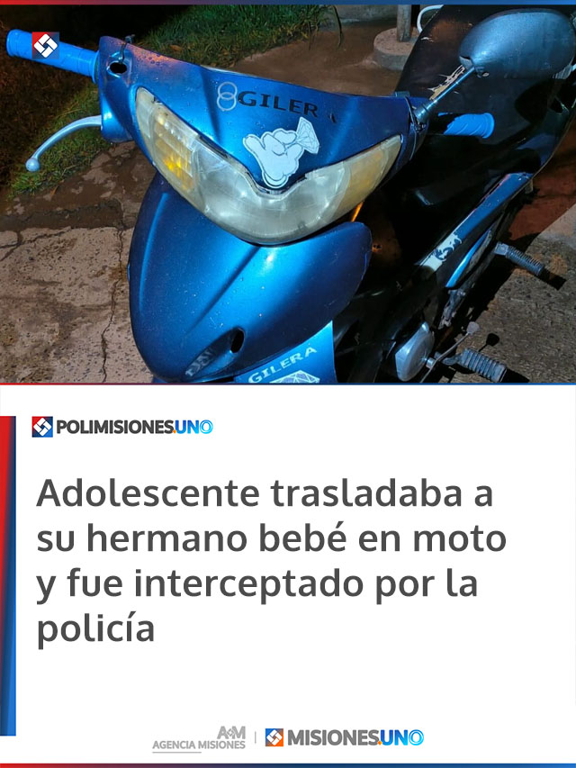 Adolescente trasladaba a su hermano bebé en moto y fue interceptado por la policía