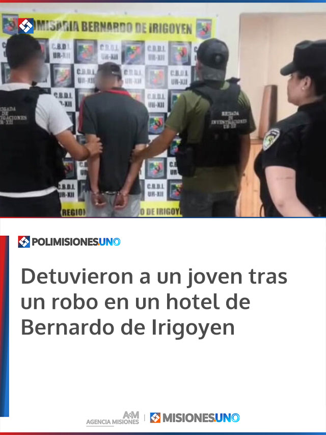 Detuvieron a un joven tras un robo en un hotel de Bernardo de Irigoyen