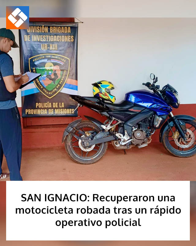 SAN IGNACIO: Recuperaron una motocicleta robada tras un rápido operativo policial