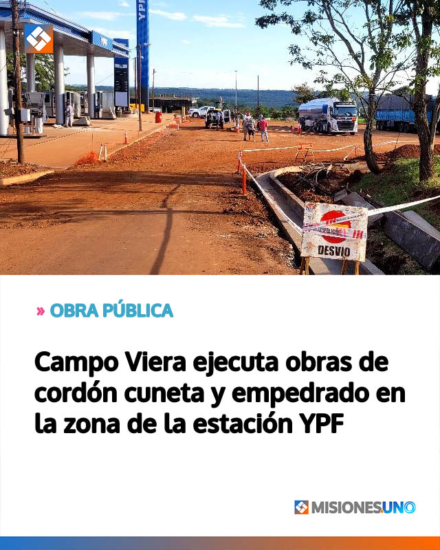 Campo Viera ejecuta obras de cordón cuneta y empedrado en la zona de la estación YPF