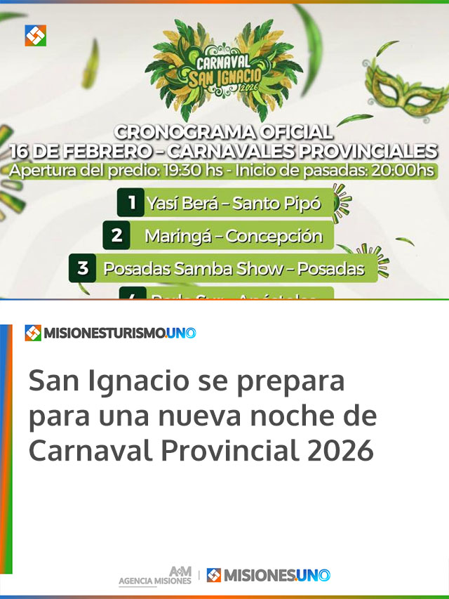 San Ignacio se prepara para una nueva noche de Carnaval Provincial 2026