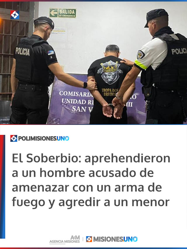 El Soberbio: aprehendieron a un hombre acusado de amenazar con un arma de fuego y agredir a un menor